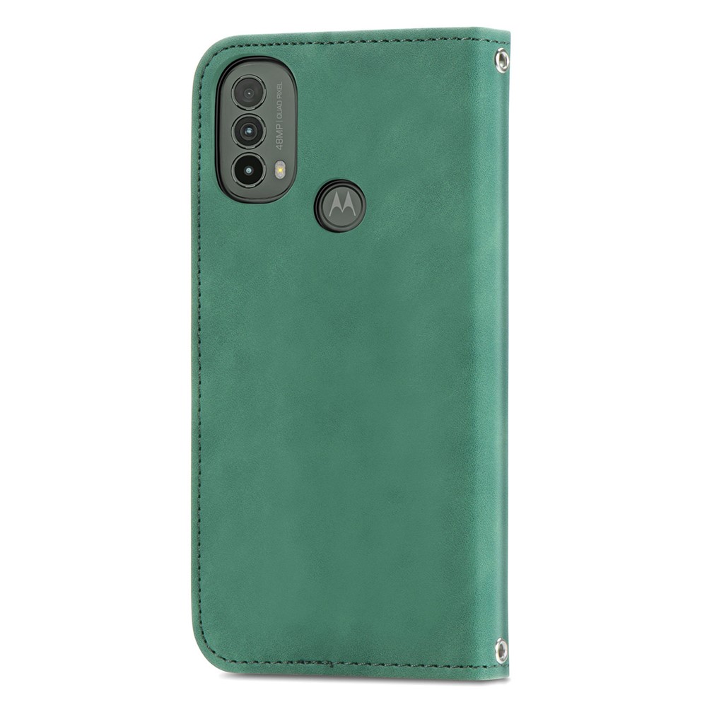 PU Leather Flip Case Skin-Touch Surface Stand Card Slots Folio Auto Magnetic Closed Cover for Motorola Moto E30/E40 - Green-9