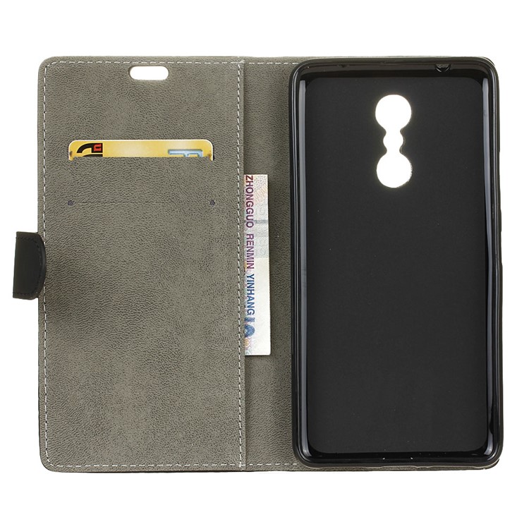 Wallet Leather Stand Case for Lenovo K6 Note - Black-4