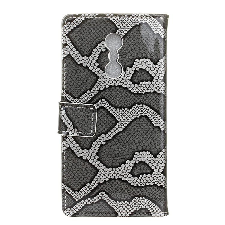 For Lenovo K6 Note Snake Pattern Stand Wallet Leather Case Cover - Grey-2