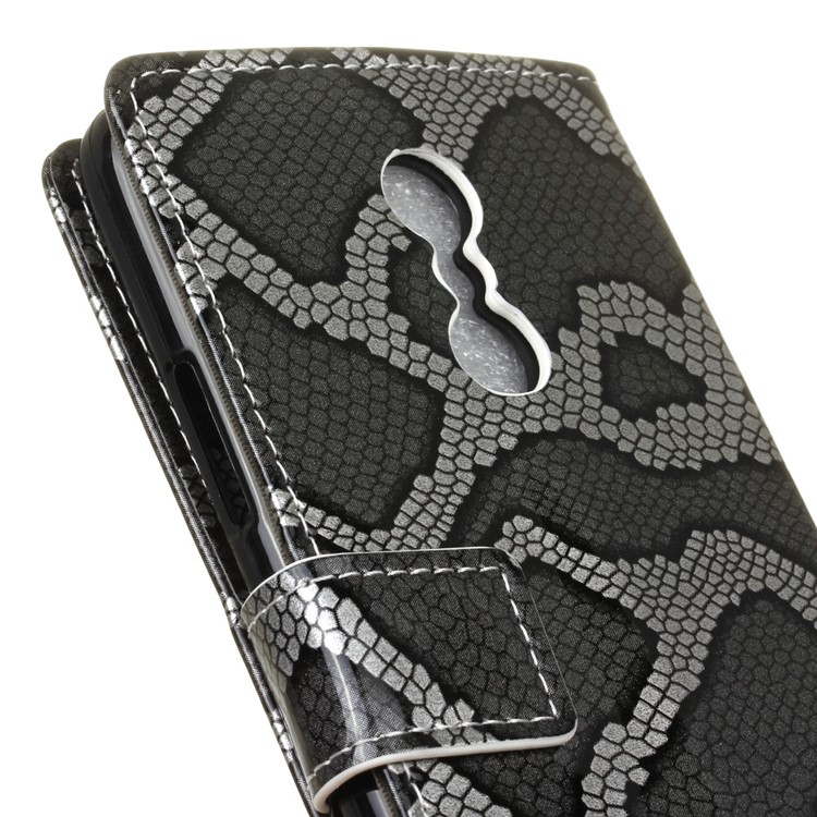 For Lenovo K6 Note Snake Pattern Stand Wallet Leather Case Cover - Grey-3
