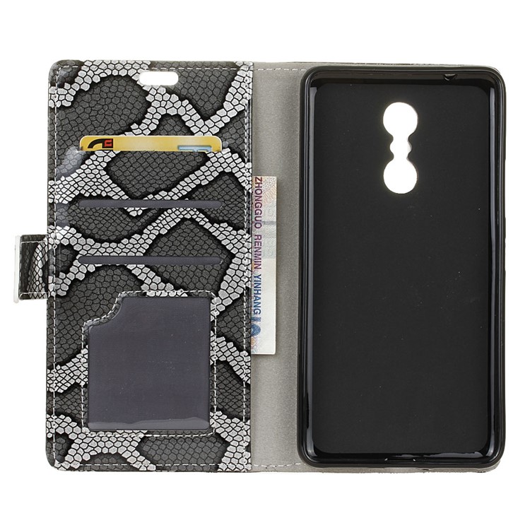 For Lenovo K6 Note Snake Pattern Stand Wallet Leather Case Cover - Grey-4