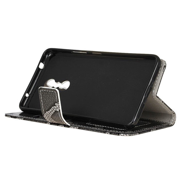 For Lenovo K6 Note Snake Pattern Stand Wallet Leather Case Cover - Grey-5