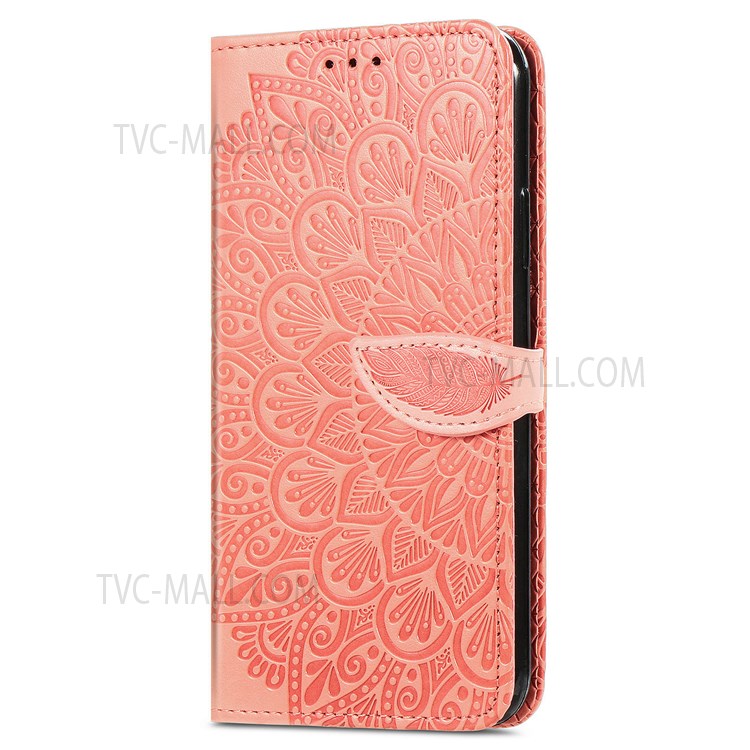 PU Leather Folio Case Stand Function Imprinted Dream Wings Pattern Wallet Flip Cover with Strap for Motorola G Pure - Orange-7