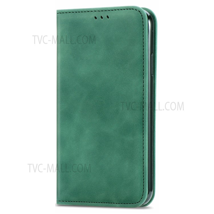 Soft TPU+PU Leather Flip Phone Case Stand Card Slots Folio Auto-absorbed Phone Covering for Motorola G Pure - Green-7