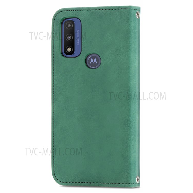 Soft TPU+PU Leather Flip Phone Case Stand Card Slots Folio Auto-absorbed Phone Covering for Motorola G Pure - Green-8