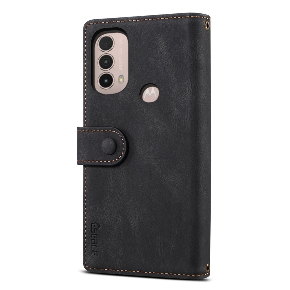Multi-functional Wallet Design Well-protected Drop-proof Zippered Pocket Phone Cover with Stand for Motorola Moto E20/E30/E40 - Black-3