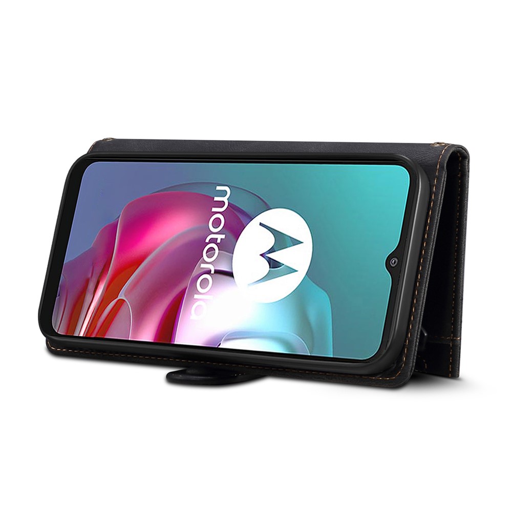 Multi-functional Wallet Design Well-protected Drop-proof Zippered Pocket Phone Cover with Stand for Motorola Moto E20/E30/E40 - Black-7