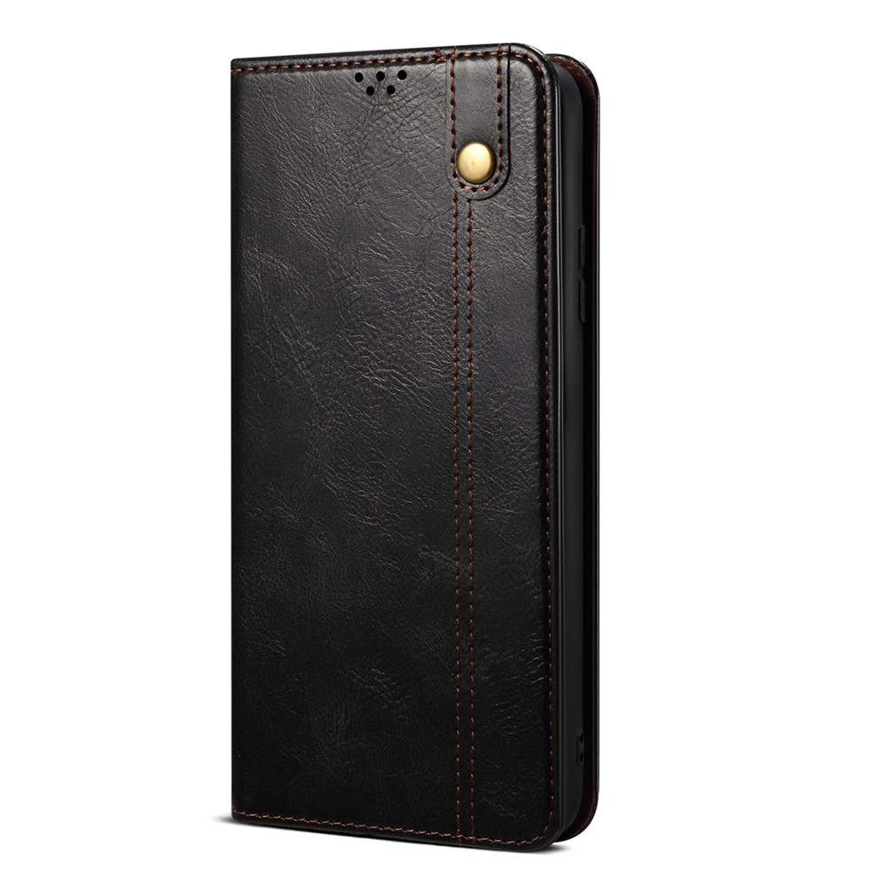 Waxy Workmanship Flip Shockproof Cover Crazy Horse Texture PU Leather Wallet Protective Phone Case with Stand for Motorola Moto E40/E30/E20 - Black-2