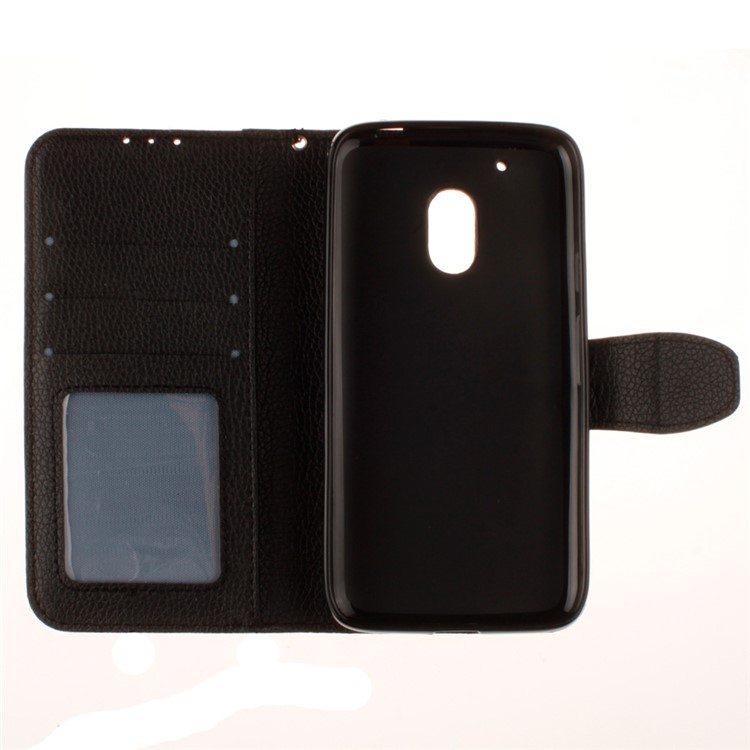 Litchi Skin Leather Wallet Case for Motorola Moto G4 / G4 Plus - Black-9