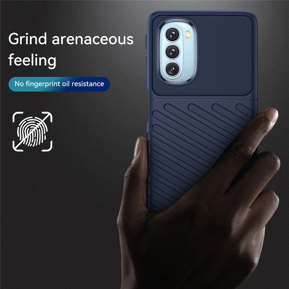 Thunder Series Twill Texture Thickened Flexible TPU Sturdy Protective Phone Case Cover for Motorola Moto G51 - Blue-3