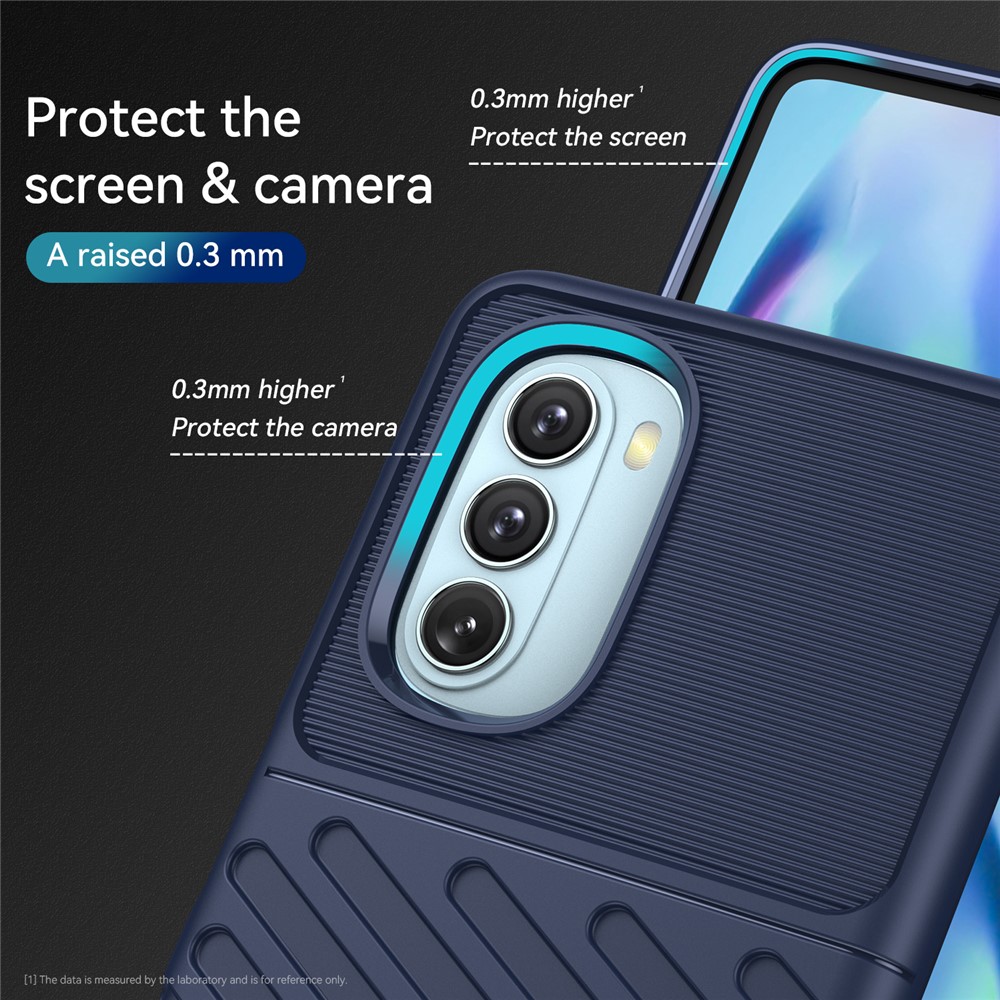 Thunder Series Twill Texture Thickened Flexible TPU Sturdy Protective Phone Case Cover for Motorola Moto G51 - Blue-4