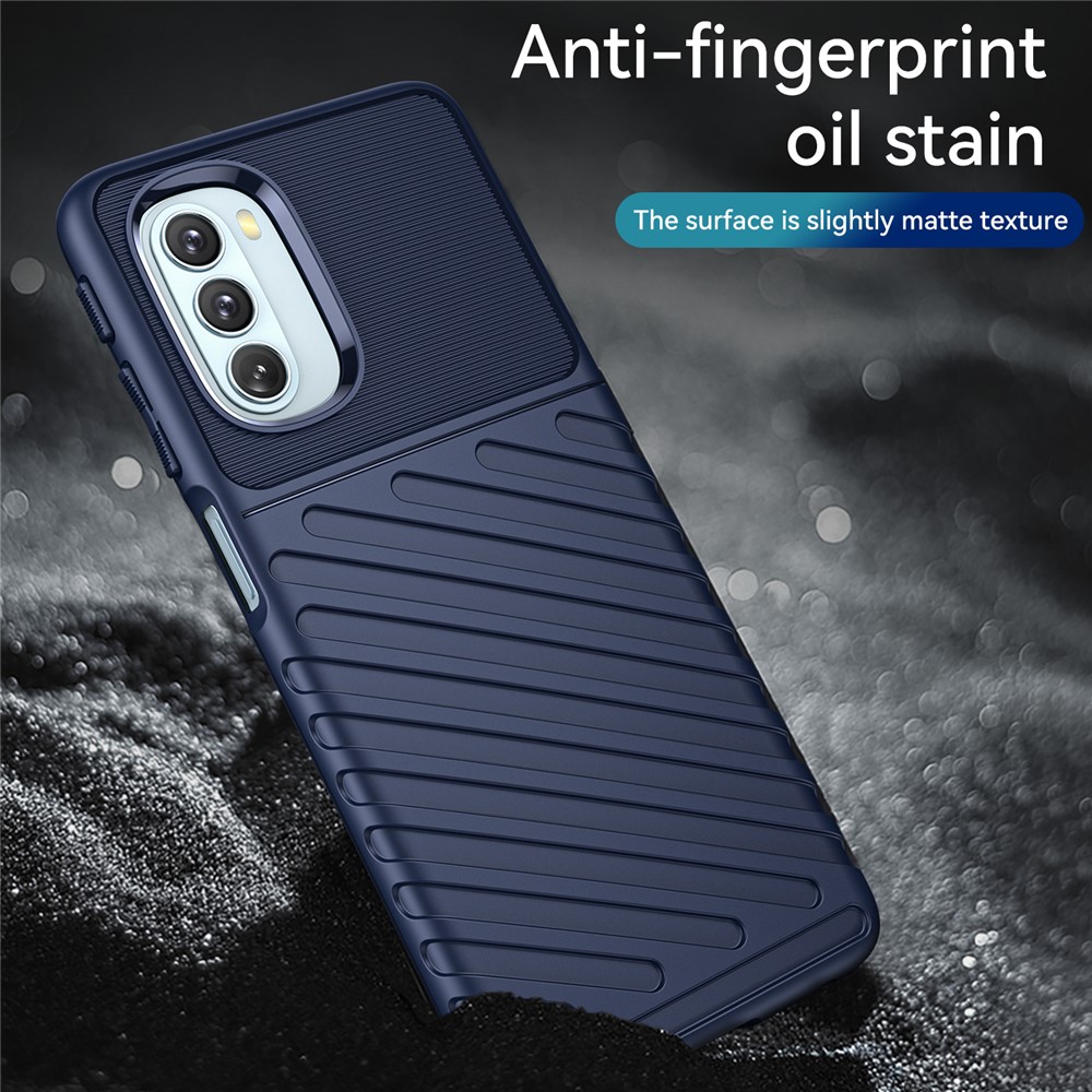 Thunder Series Twill Texture Thickened Flexible TPU Sturdy Protective Phone Case Cover for Motorola Moto G51 - Blue-5