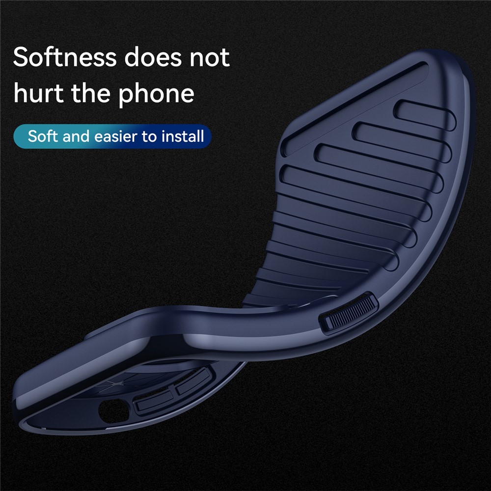 Thunder Series Twill Texture Thickened Flexible TPU Sturdy Protective Phone Case Cover for Motorola Moto G51 - Blue-6