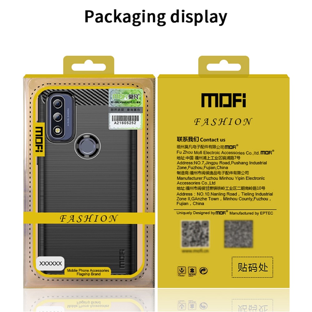 MOFI Anti-fingerprint Brushed Carbon Fiber Design Soft TPU Phone Cover Case for Motorola G Pure - Black-10
