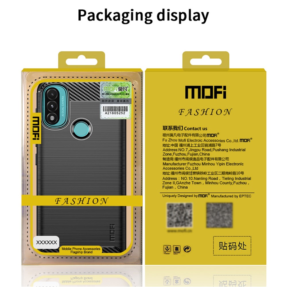 MOFI Brossed en Fibre de Carbone Design Soft TPU Couverture Bien Protégée Pour Motorola Moto E20 / E40 - le Noir-10