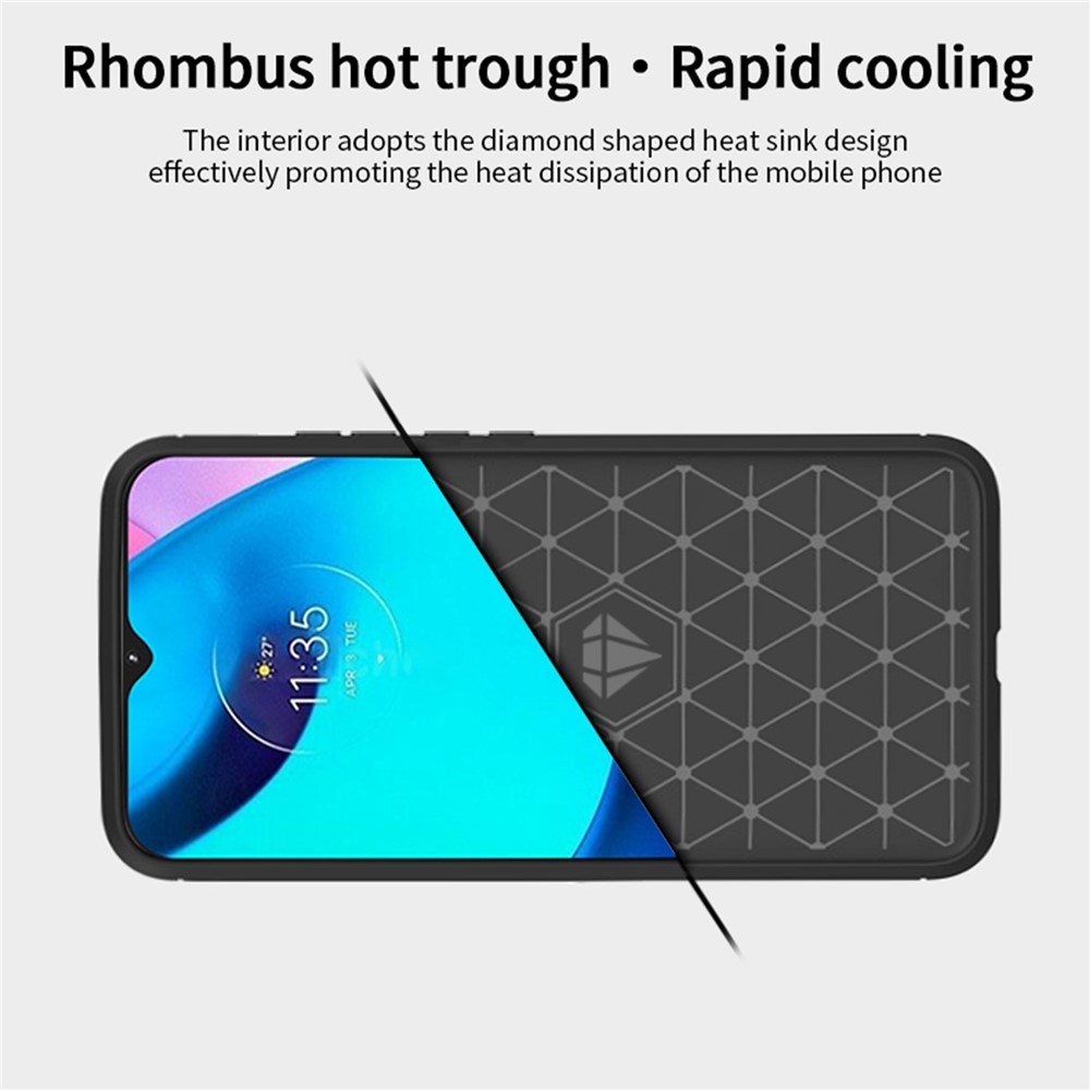 MOFI Brushed Carbon Fiber Design Soft TPU Cover Well-Protected Case for Motorola Moto E20 / E40 - Black-6