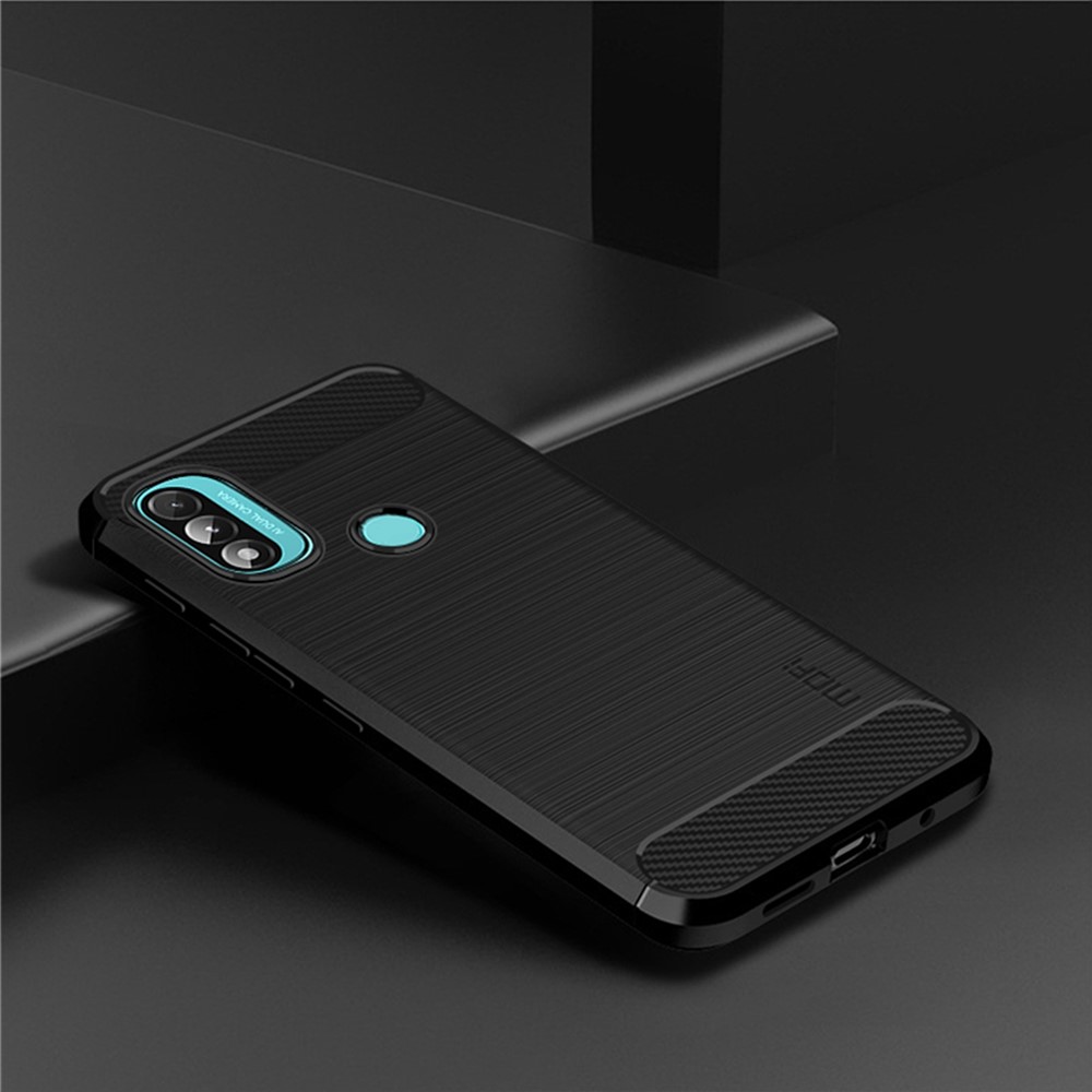 MOFI Brushed Carbon Fiber Design Soft TPU Cover Well-Protected Case for Motorola Moto E20 / E40 - Black-8
