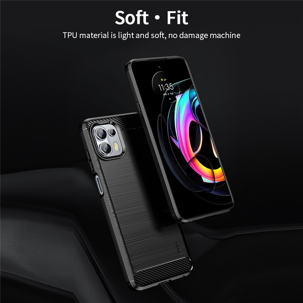 MOFI Soft TPU Cover Brushed Carbon Fiber Design Well-Protected Case for Motorola Edge 20 Lite / Edge 20 Fusion - Black-4