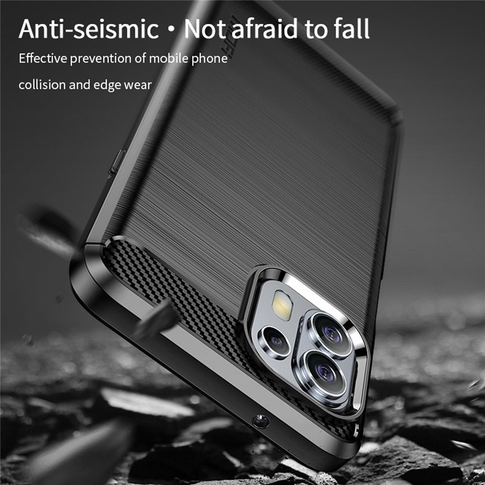 MOFI Soft TPU Cover Brushed Carbon Fiber Design Well-Protected Case for Motorola Edge 20 Lite / Edge 20 Fusion - Black-5