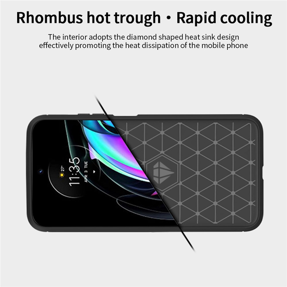 MOFI Soft TPU Cover Brushed Carbon Fiber Design Well-Protected Case for Motorola Edge 20 Lite / Edge 20 Fusion - Black-6