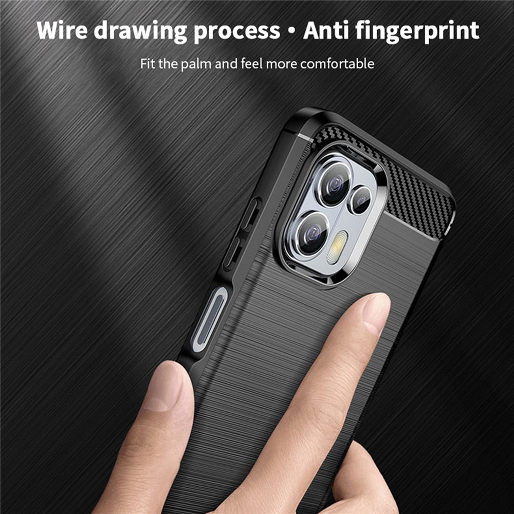 MOFI Soft TPU Cover Brushed Carbon Fiber Design Well-Protected Case for Motorola Edge 20 Lite / Edge 20 Fusion - Black-7