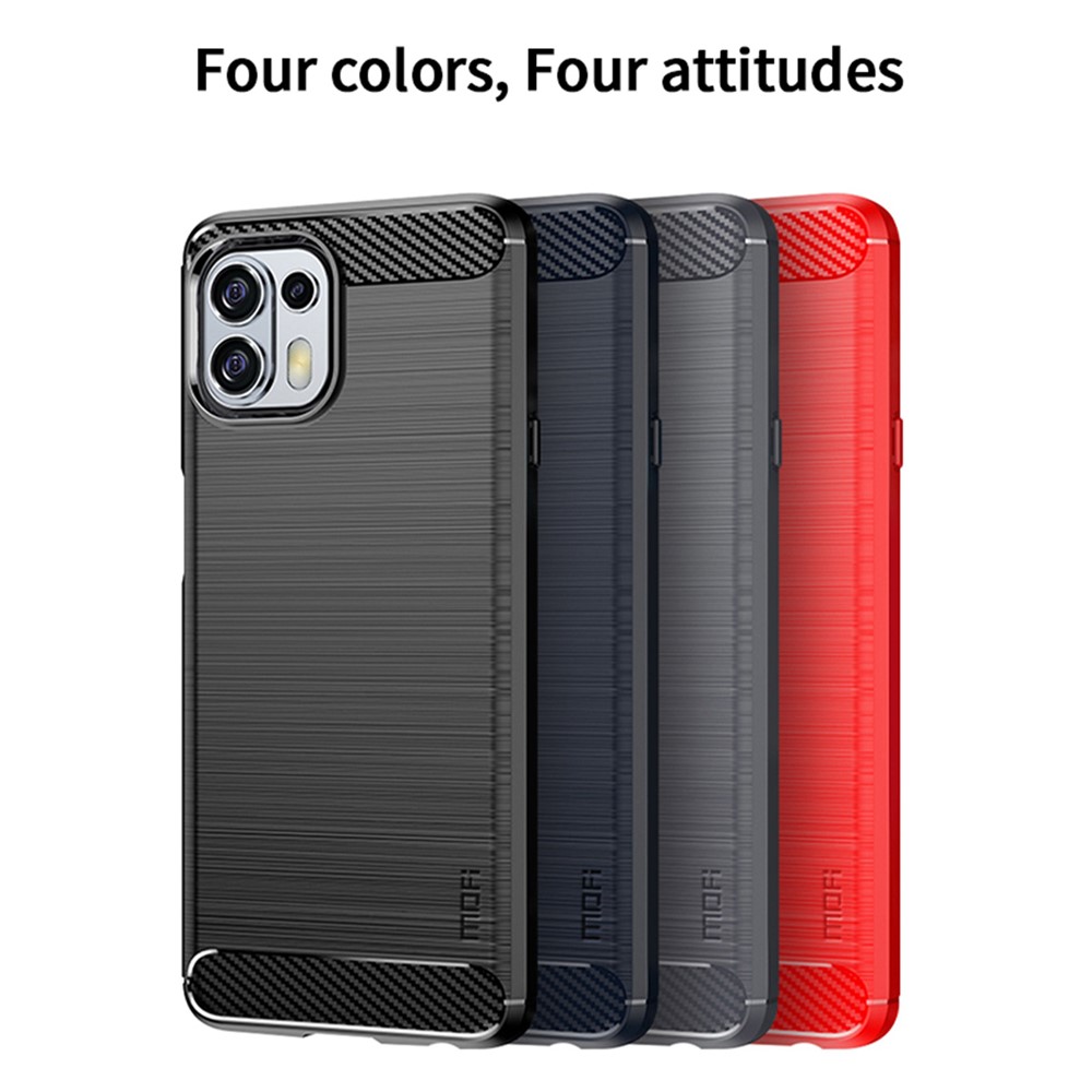 MOFI Soft TPU Cover Brushed Carbon Fiber Design Well-Protected Case for Motorola Edge 20 Lite / Edge 20 Fusion - Black-9