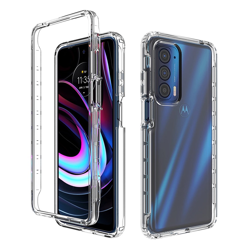 For Motorola Edge (2021) Enhanced Screen and Camera Protection Clear Gradient Color Detachable 2-in-1 Design TPU + PC Phone Case - Transparent-1
