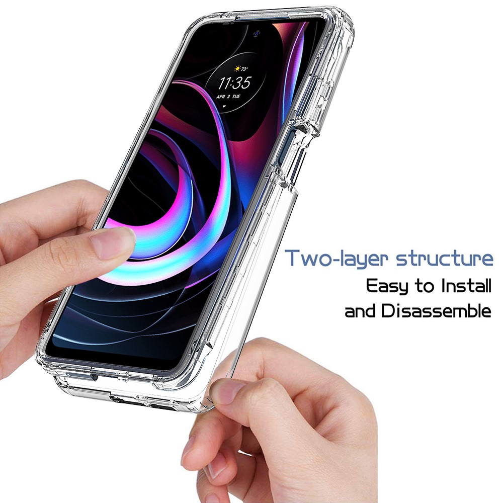 For Motorola Edge (2021) Enhanced Screen and Camera Protection Clear Gradient Color Detachable 2-in-1 Design TPU + PC Phone Case - Transparent-2