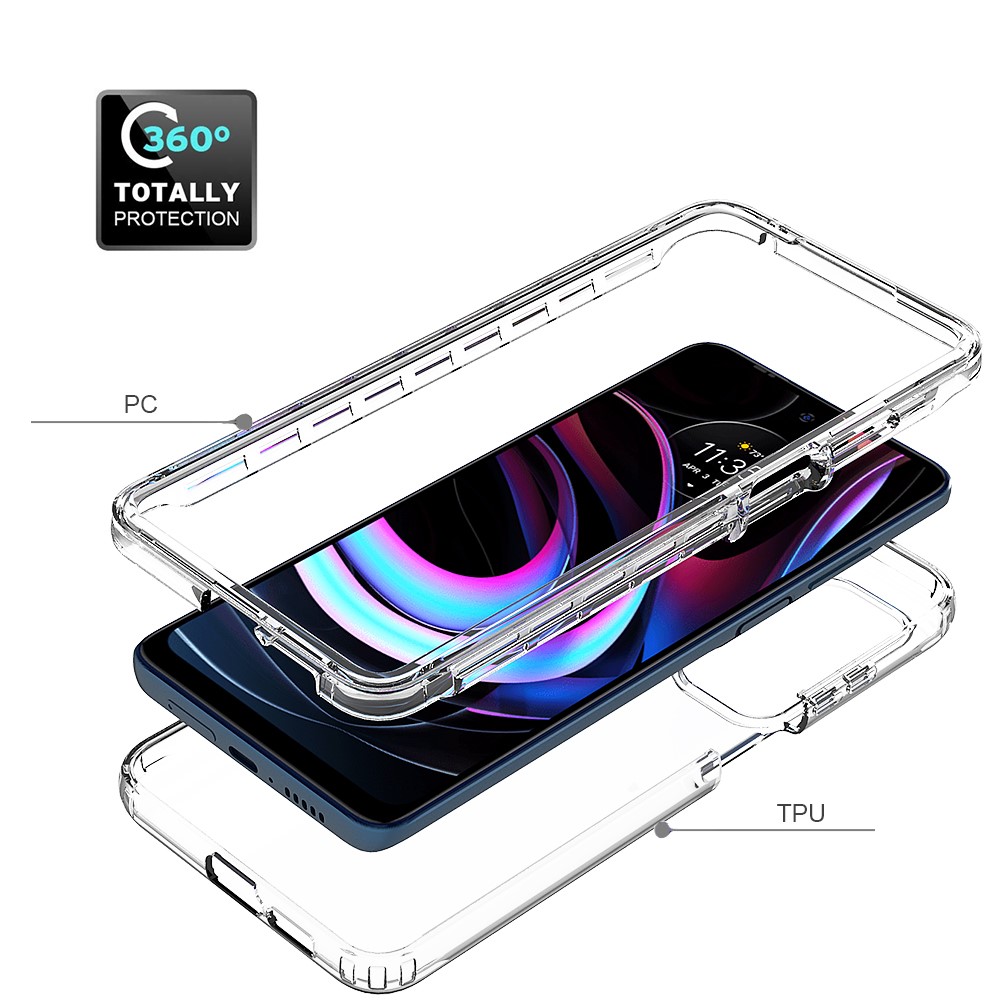 For Motorola Edge (2021) Enhanced Screen and Camera Protection Clear Gradient Color Detachable 2-in-1 Design TPU + PC Phone Case - Transparent-4