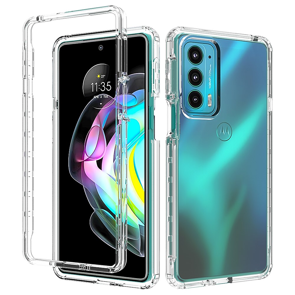 For Motorola Edge 20 Clear Gradient Color Case Detachable 2-in-1 Design Dual-layer protection TPU + PC Phone Cover - Transparent-1