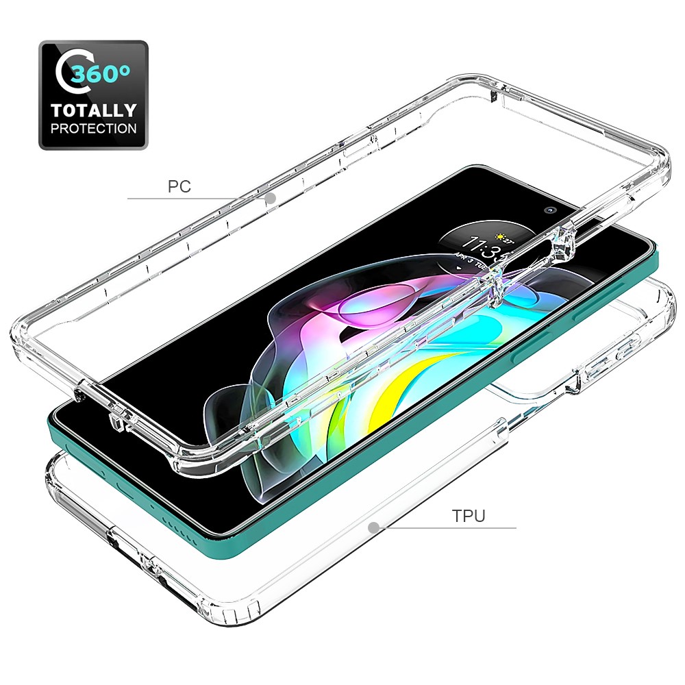 For Motorola Edge 20 Clear Gradient Color Case Detachable 2-in-1 Design Dual-layer protection TPU + PC Phone Cover - Transparent-3