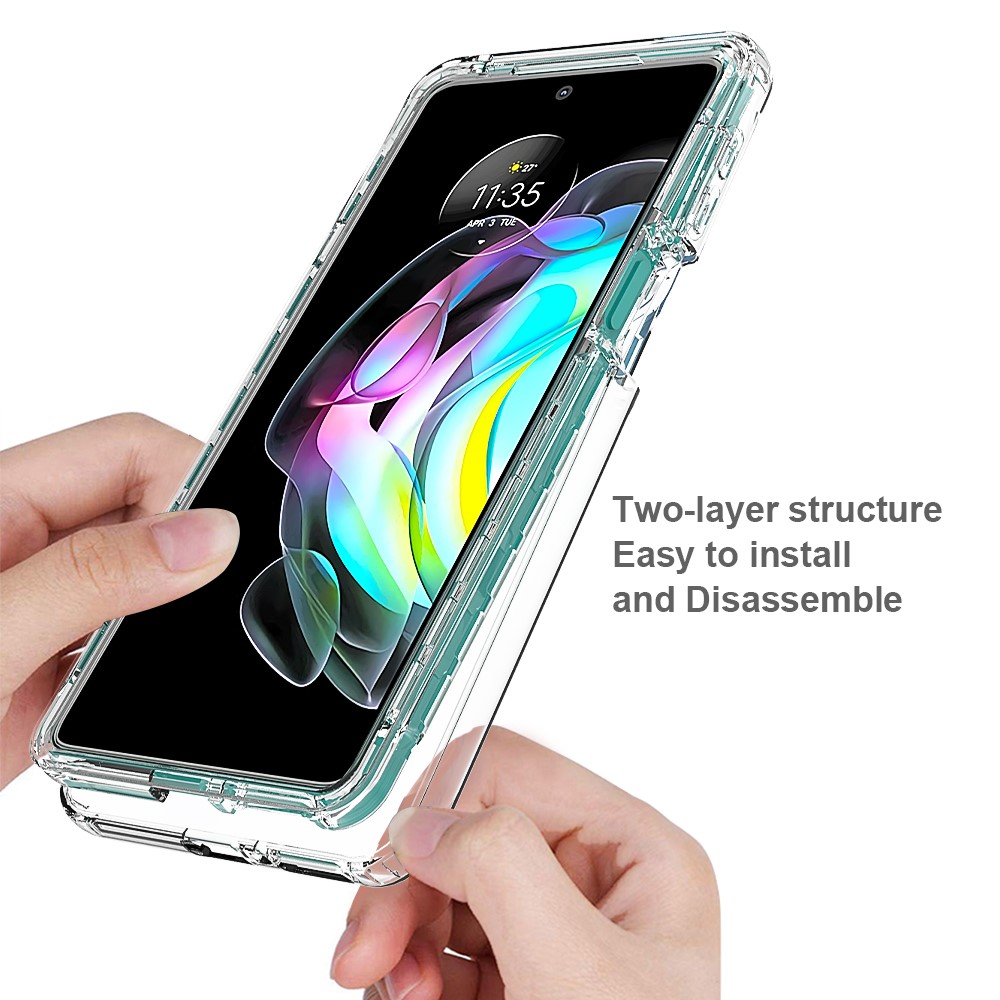For Motorola Edge 20 Clear Gradient Color Case Detachable 2-in-1 Design Dual-layer protection TPU + PC Phone Cover - Transparent-5