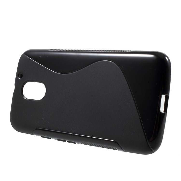 S Shape Frosted Soft TPU Gel Skin Case for Motorola Moto E3 - Black-2