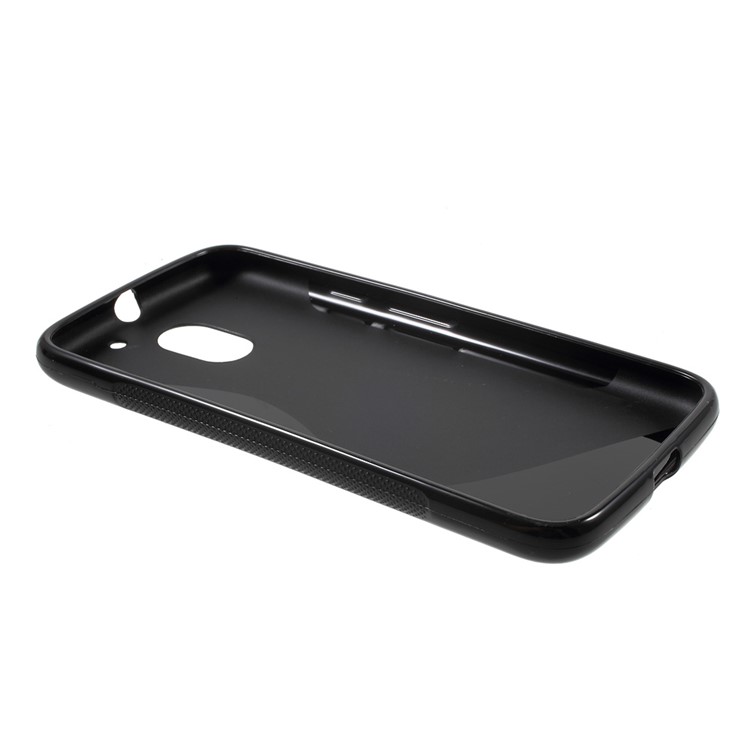 S Shape Frosted Soft TPU Gel Skin Case for Motorola Moto E3 - Black-3