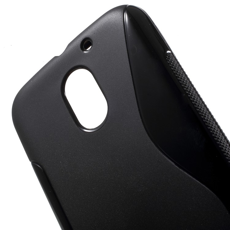 S Shape Frosted Soft TPU Gel Skin Case for Motorola Moto E3 - Black-5