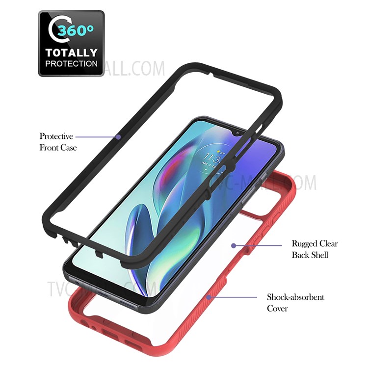 TPU+PC Phone Well-protected Anti-fall Case Shell with Rotating Ring Kickstand for Motorola Moto G50 5G - Red-2