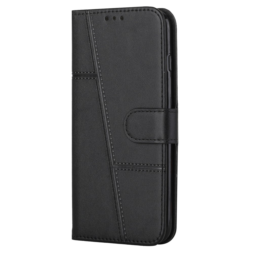 Splicing PU Leather Shockproof Protective Phone Cover Case with Stand Wallet for Motorola G Pure - Black-9