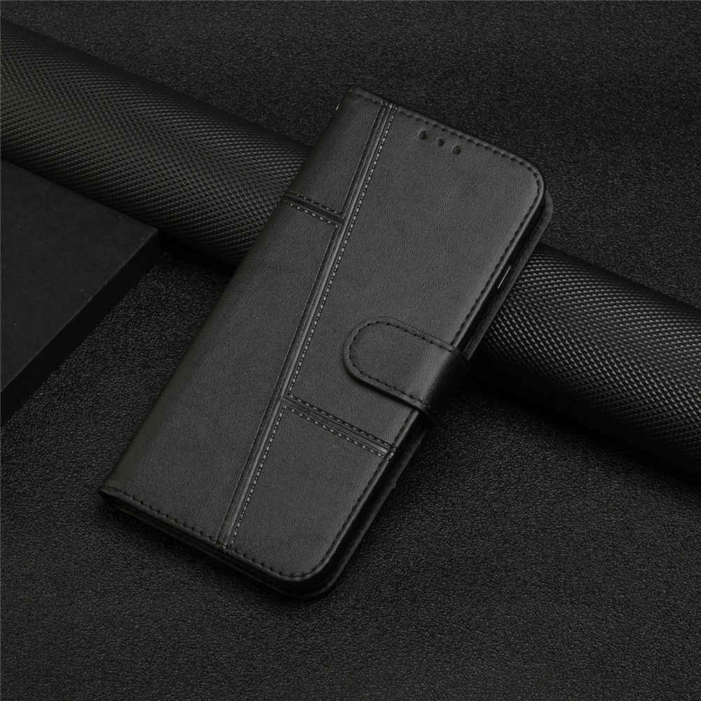 Double-sided Magnetic Clasp Leather Phone Case Wallet Stand Cover with Hand Strap for Motorola Edge 20 Lite/Edge 20 Fusion - Black-11