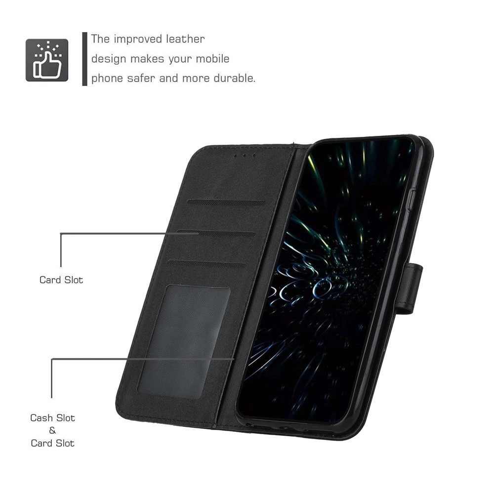 Double-sided Magnetic Clasp Leather Phone Case Wallet Stand Cover with Hand Strap for Motorola Edge 20 Lite/Edge 20 Fusion - Black-3