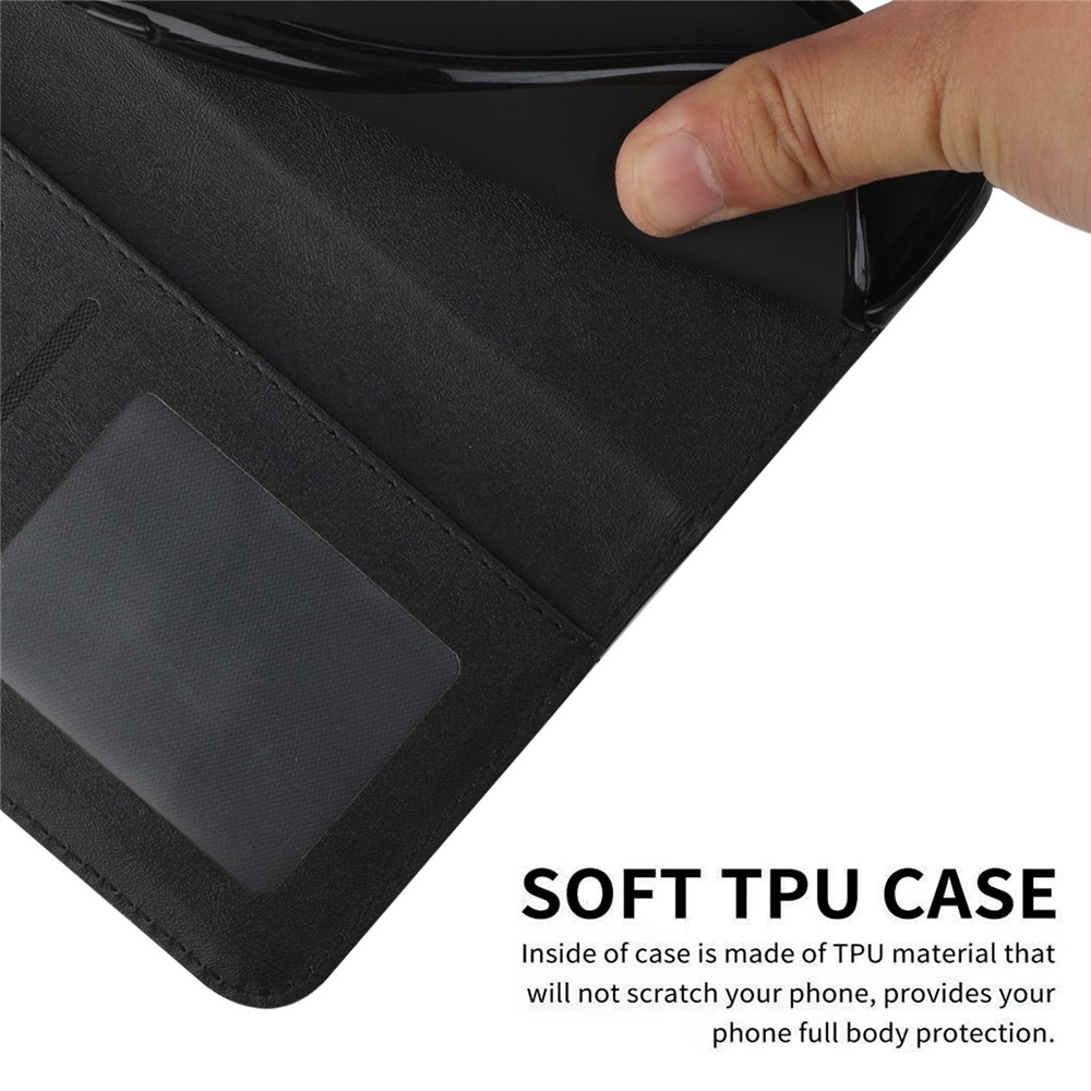 Double-sided Magnetic Clasp Leather Phone Case Wallet Stand Cover with Hand Strap for Motorola Edge 20 Lite/Edge 20 Fusion - Black-6