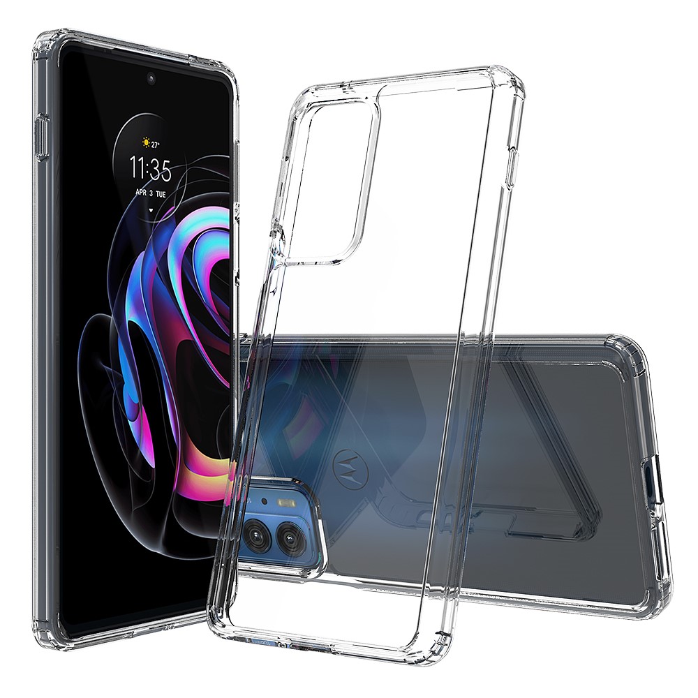 Heavy Duty Hybrid Soft TPU Hard Acrylic Anti-Scratch Protective Clear Case for Motorola Edge 20 Pro - Transparent-1