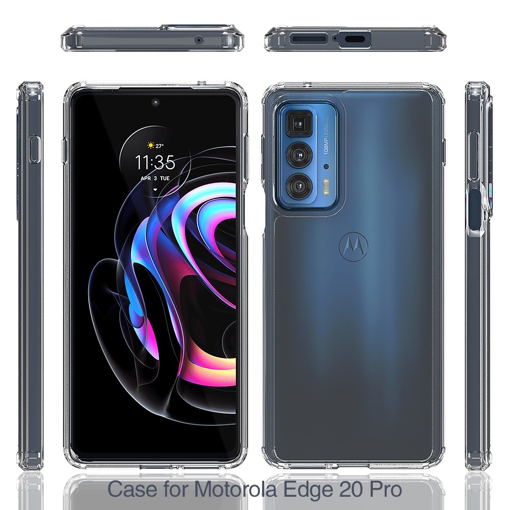Heavy Duty Hybrid Soft TPU Hard Acrylic Anti-Scratch Protective Clear Case for Motorola Edge 20 Pro - Transparent-6