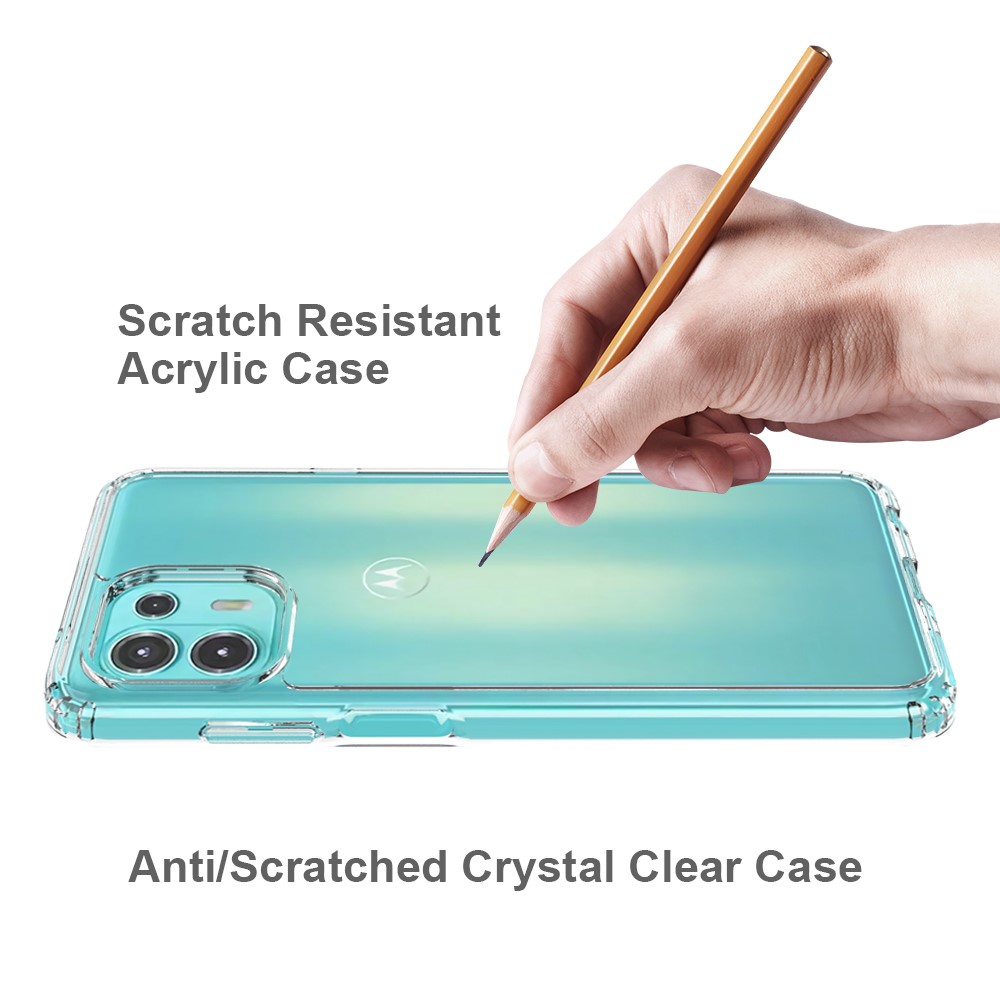 Crystal Clear Hard Acrylic Back Flexible TPU Anti-Scratch Protective Case for Motorola Edge 20 Lite - Transparent-5