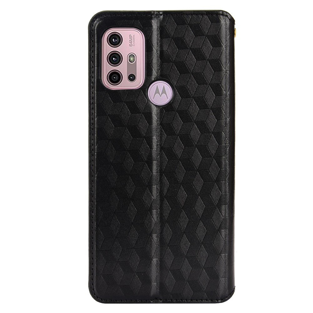 Imprinting 3D Rhombus Pattern Magnetic Auto-absorbed Leather Stand Wallet Phone Case for Motorola Moto G10/G20/G30/G10 Power - Black-3