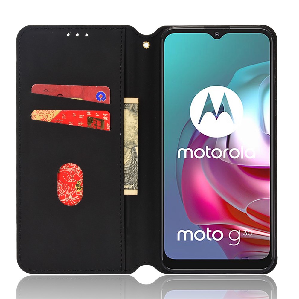 Imprinting 3D Rhombus Pattern Magnetic Auto-absorbed Leather Stand Wallet Phone Case for Motorola Moto G10/G20/G30/G10 Power - Black-5