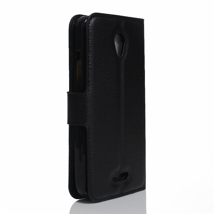 Litchi Texture Leather Wallet Stand Case for Lenovo A Plus A1010 - Black-3