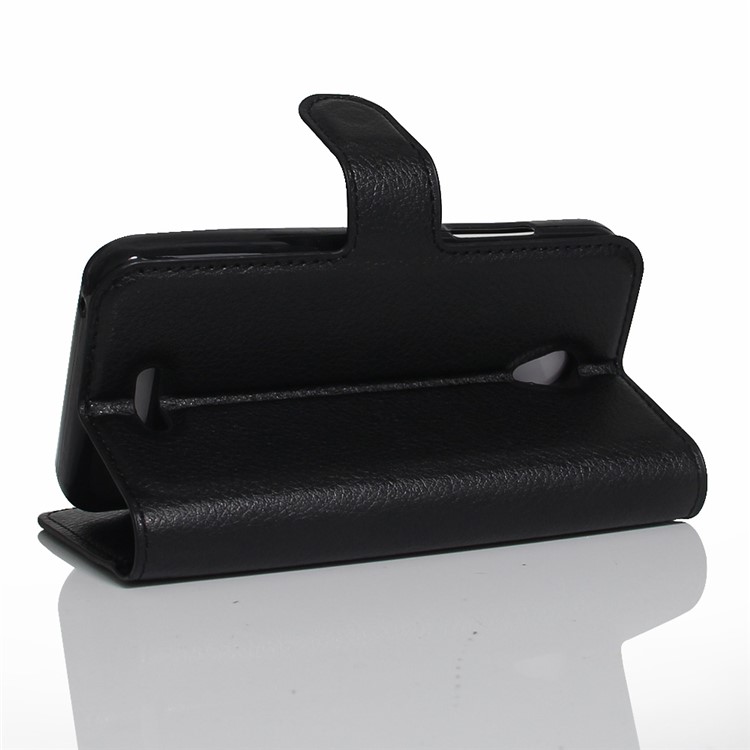 Litchi Texture Leather Wallet Stand Case for Lenovo A Plus A1010 - Black-4