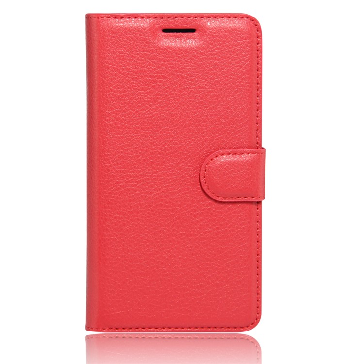 Litchi Texture Leather Wallet Stand Shell for Lenovo A Plus A1010 - Red-2