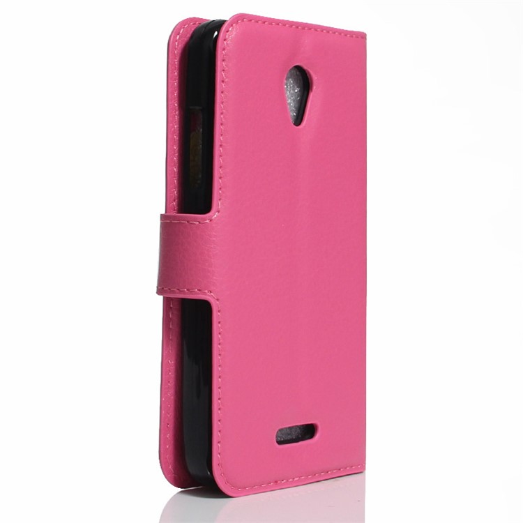 Litchi Grain Leather Wallet Flip Case for Lenovo A Plus A1010 - Rose-3