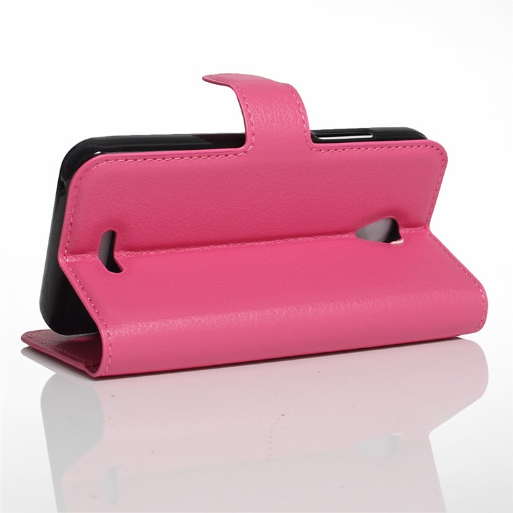 Litchi Grain Leather Wallet Flip Case for Lenovo A Plus A1010 - Rose-4
